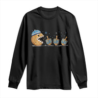 Funny Hanukkah Long Sleeve Shirt Donut Chasing Flames Jewish - Wonder Print Shop