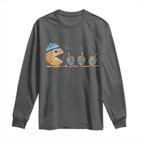 Funny Hanukkah Long Sleeve Shirt Donut Chasing Flames Jewish - Wonder Print Shop