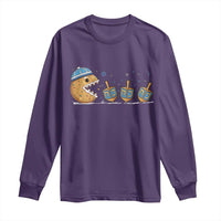 Funny Hanukkah Long Sleeve Shirt Donut Chasing Flames Jewish - Wonder Print Shop