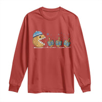 Funny Hanukkah Long Sleeve Shirt Donut Chasing Flames Jewish - Wonder Print Shop