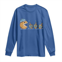 Funny Hanukkah Long Sleeve Shirt Donut Chasing Flames Jewish - Wonder Print Shop