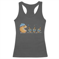 Funny Hanukkah Racerback Tank Top Donut Chasing Flames Jewish - Wonder Print Shop