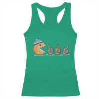 Funny Hanukkah Racerback Tank Top Donut Chasing Flames Jewish - Wonder Print Shop