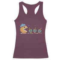 Funny Hanukkah Racerback Tank Top Donut Chasing Flames Jewish - Wonder Print Shop