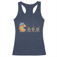 Funny Hanukkah Racerback Tank Top Donut Chasing Flames Jewish - Wonder Print Shop