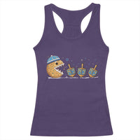 Funny Hanukkah Racerback Tank Top Donut Chasing Flames Jewish - Wonder Print Shop