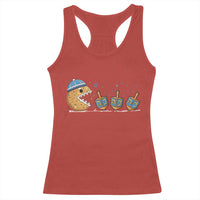 Funny Hanukkah Racerback Tank Top Donut Chasing Flames Jewish - Wonder Print Shop