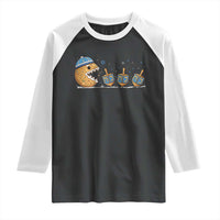 Funny Hanukkah Raglan Shirt Donut Chasing Flames Jewish - Wonder Print Shop