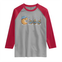 Funny Hanukkah Raglan Shirt Donut Chasing Flames Jewish - Wonder Print Shop