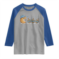Funny Hanukkah Raglan Shirt Donut Chasing Flames Jewish - Wonder Print Shop
