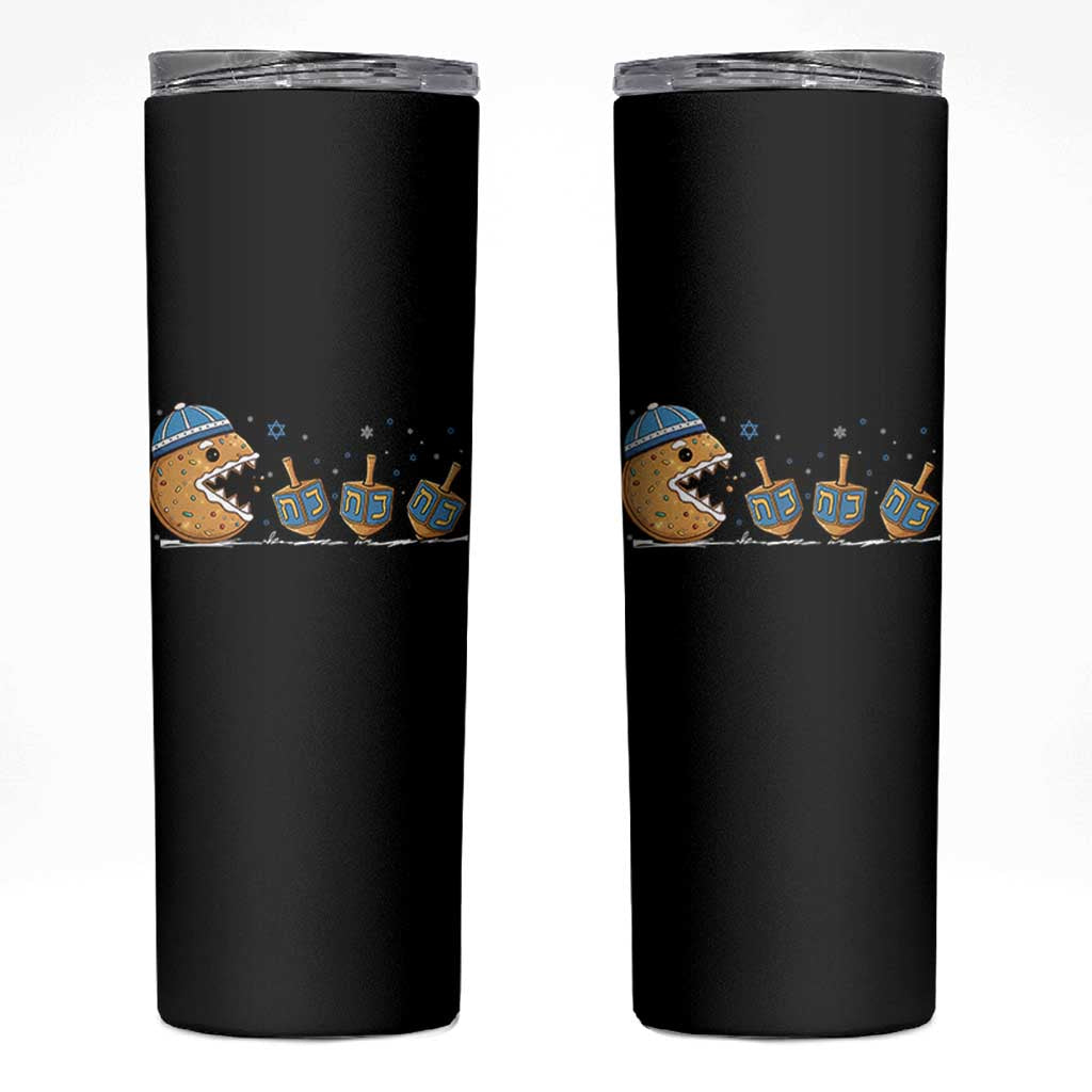 Funny Hanukkah Skinny Tumbler Donut Chasing Flames Jewish - Wonder Print Shop