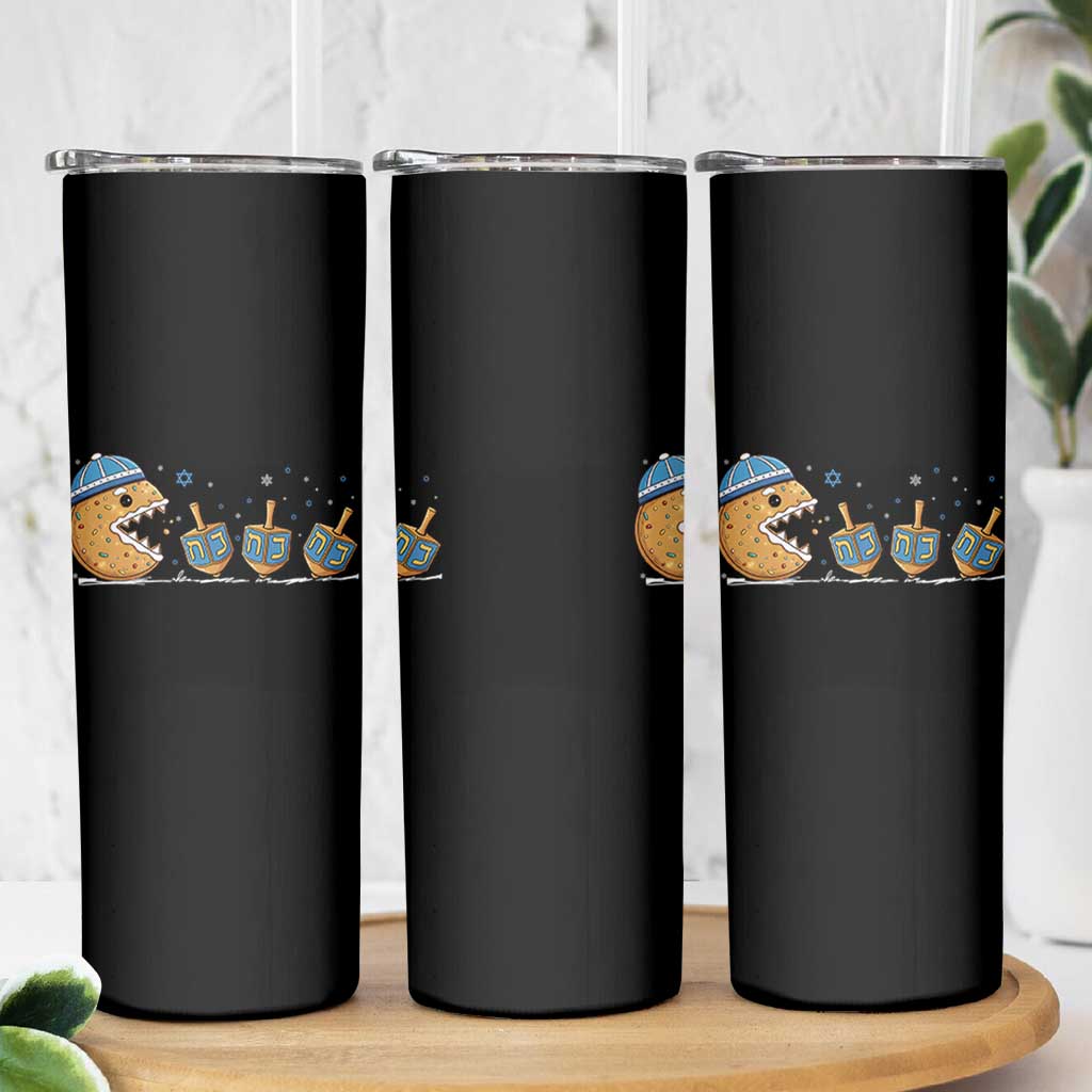 Funny Hanukkah Skinny Tumbler Donut Chasing Flames Jewish - Wonder Print Shop