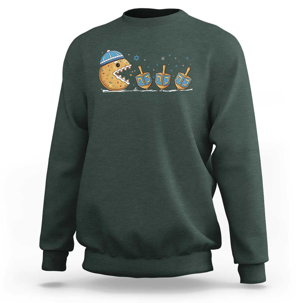 Funny Hanukkah Sweatshirt Donut Chasing Flames Jewish - Wonder Print Shop