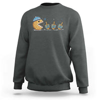 Funny Hanukkah Sweatshirt Donut Chasing Flames Jewish - Wonder Print Shop