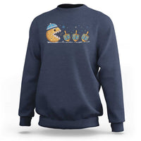 Funny Hanukkah Sweatshirt Donut Chasing Flames Jewish - Wonder Print Shop