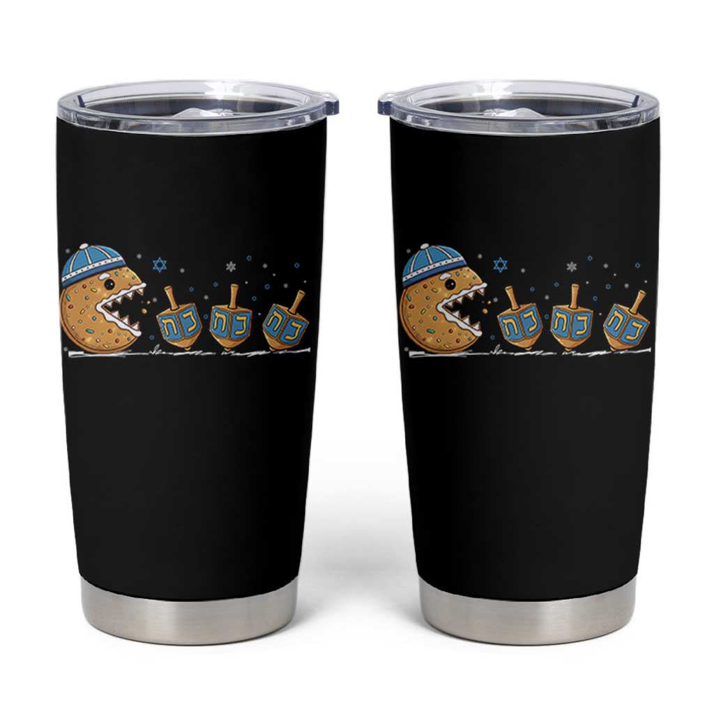 Funny Hanukkah Tumbler Cup Donut Chasing Flames Jewish - Wonder Print Shop