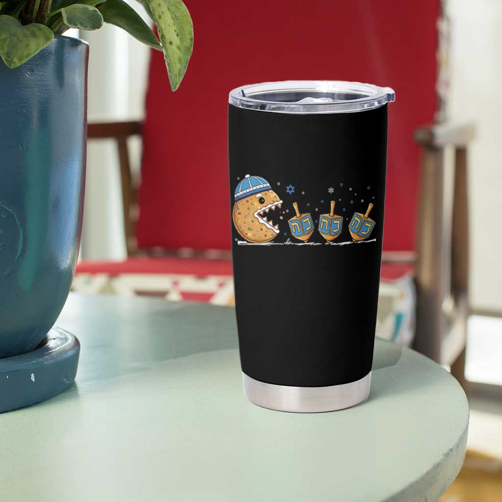 Funny Hanukkah Tumbler Cup Donut Chasing Flames Jewish - Wonder Print Shop