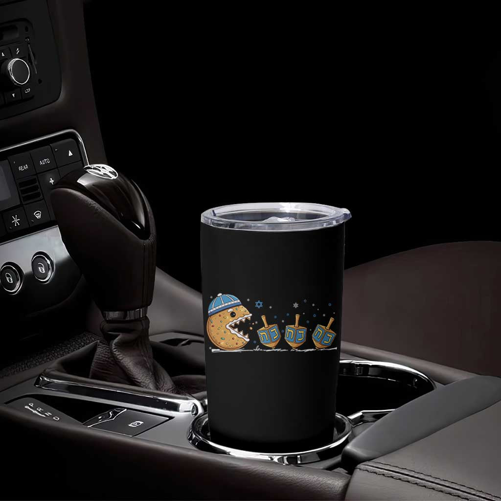 Funny Hanukkah Tumbler Cup Donut Chasing Flames Jewish - Wonder Print Shop