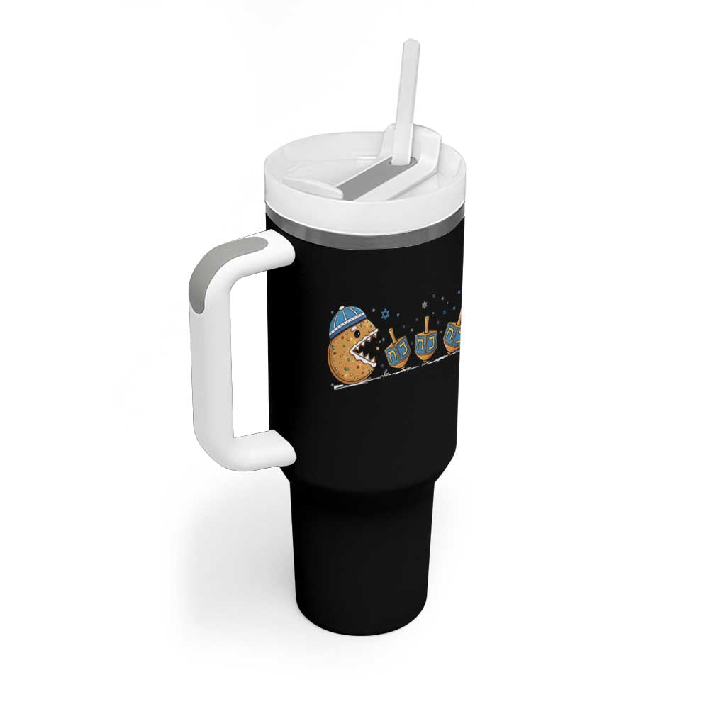 Funny Hanukkah Tumbler With Handle Donut Chasing Flames Jewish - Wonder Print Shop