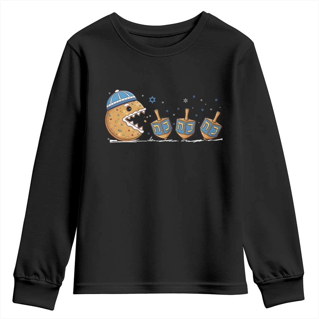 Funny Hanukkah Youth Sweatshirt Donut Chasing Flames Jewish - Wonder Print Shop