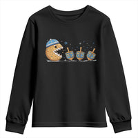 Funny Hanukkah Youth Sweatshirt Donut Chasing Flames Jewish - Wonder Print Shop