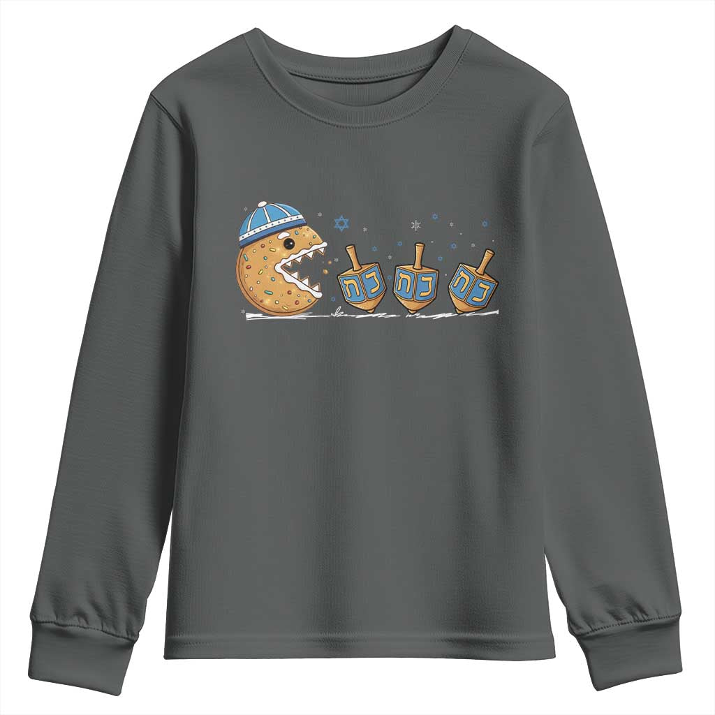 Funny Hanukkah Youth Sweatshirt Donut Chasing Flames Jewish - Wonder Print Shop