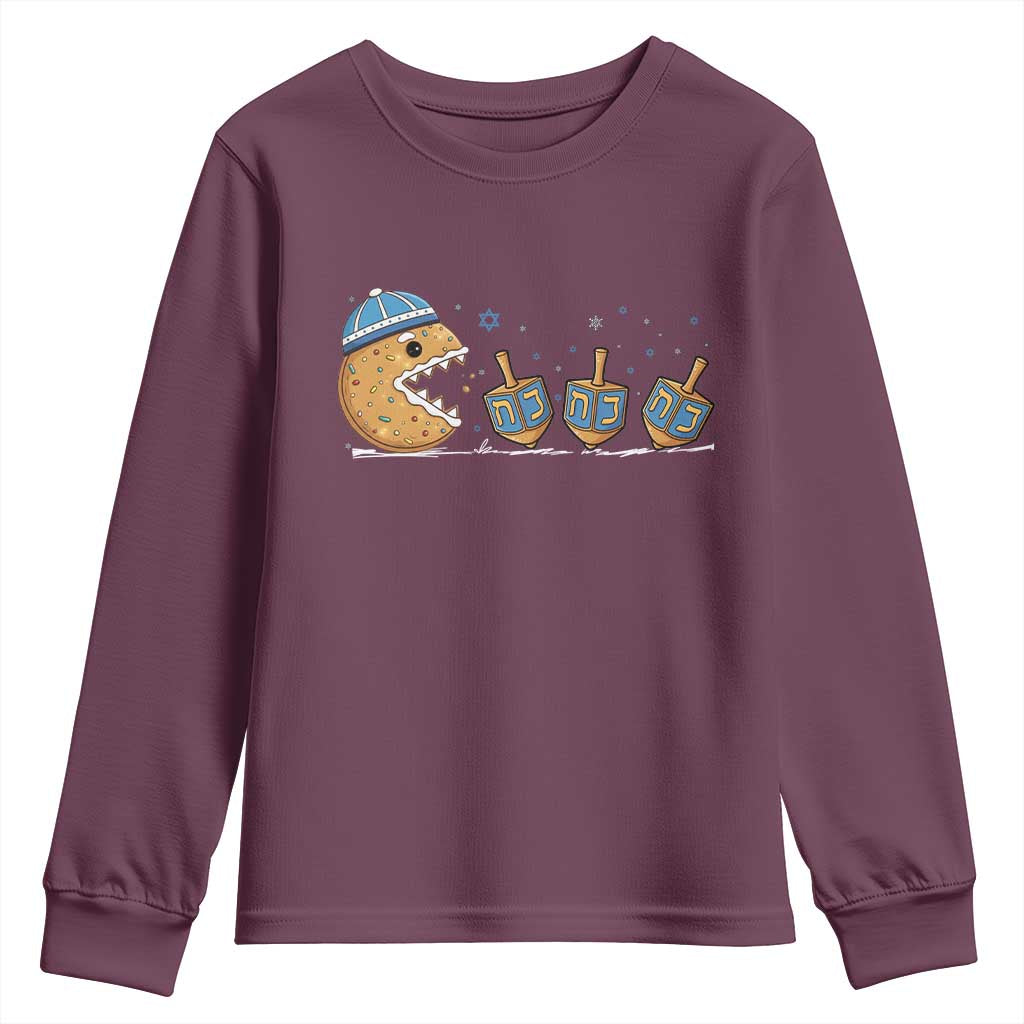Funny Hanukkah Youth Sweatshirt Donut Chasing Flames Jewish - Wonder Print Shop