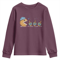 Funny Hanukkah Youth Sweatshirt Donut Chasing Flames Jewish - Wonder Print Shop