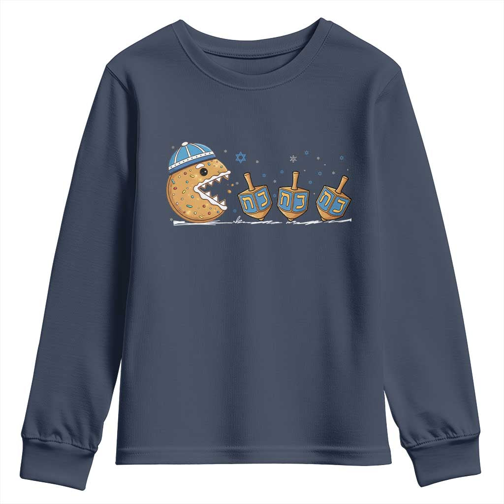 Funny Hanukkah Youth Sweatshirt Donut Chasing Flames Jewish - Wonder Print Shop