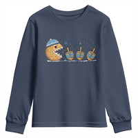 Funny Hanukkah Youth Sweatshirt Donut Chasing Flames Jewish - Wonder Print Shop