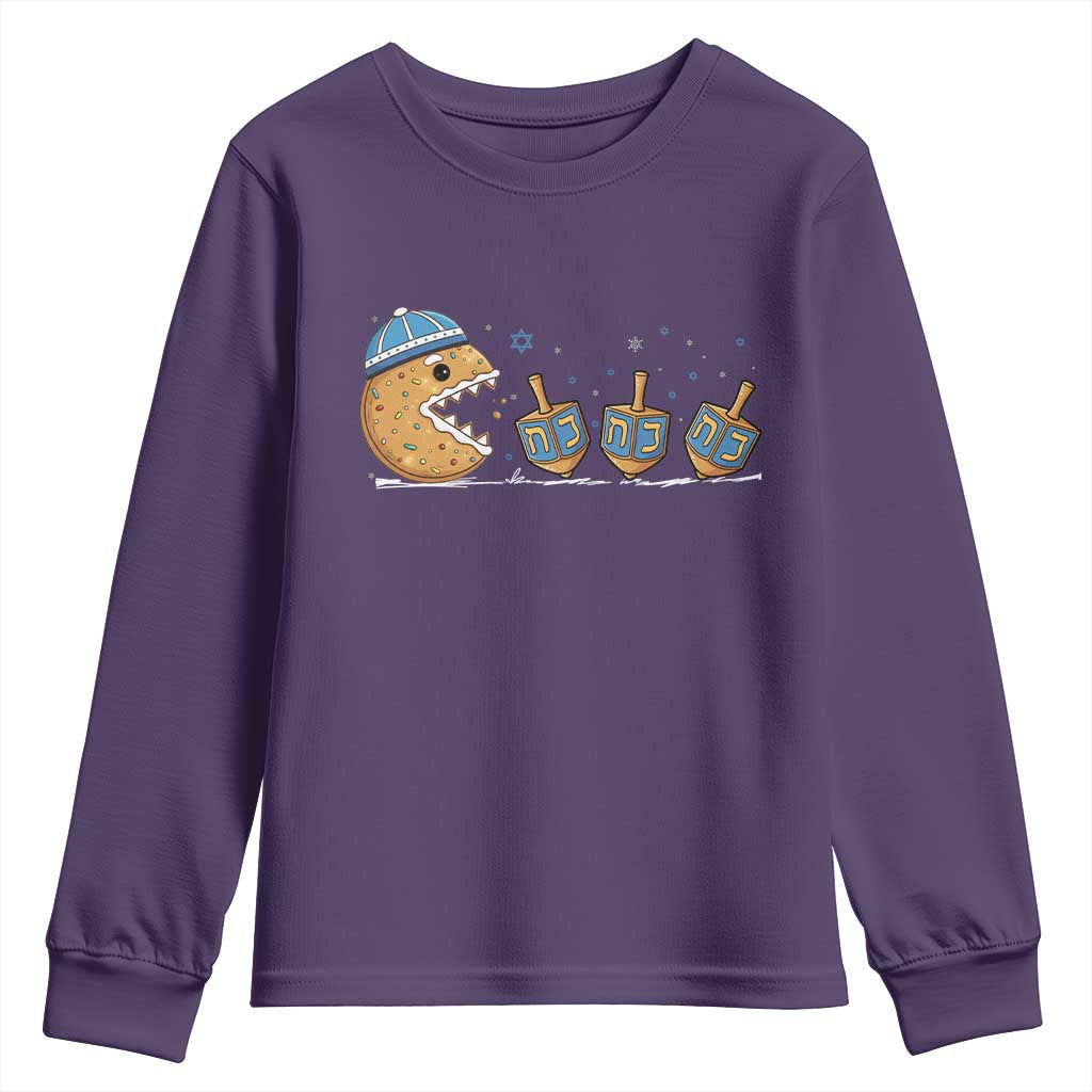 Funny Hanukkah Youth Sweatshirt Donut Chasing Flames Jewish - Wonder Print Shop