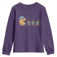 Funny Hanukkah Youth Sweatshirt Donut Chasing Flames Jewish - Wonder Print Shop