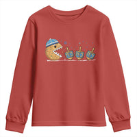 Funny Hanukkah Youth Sweatshirt Donut Chasing Flames Jewish - Wonder Print Shop