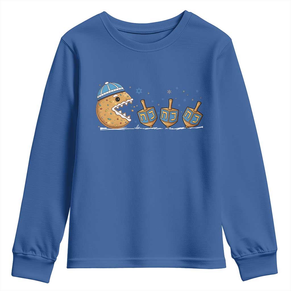 Funny Hanukkah Youth Sweatshirt Donut Chasing Flames Jewish - Wonder Print Shop