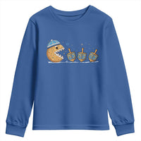 Funny Hanukkah Youth Sweatshirt Donut Chasing Flames Jewish - Wonder Print Shop