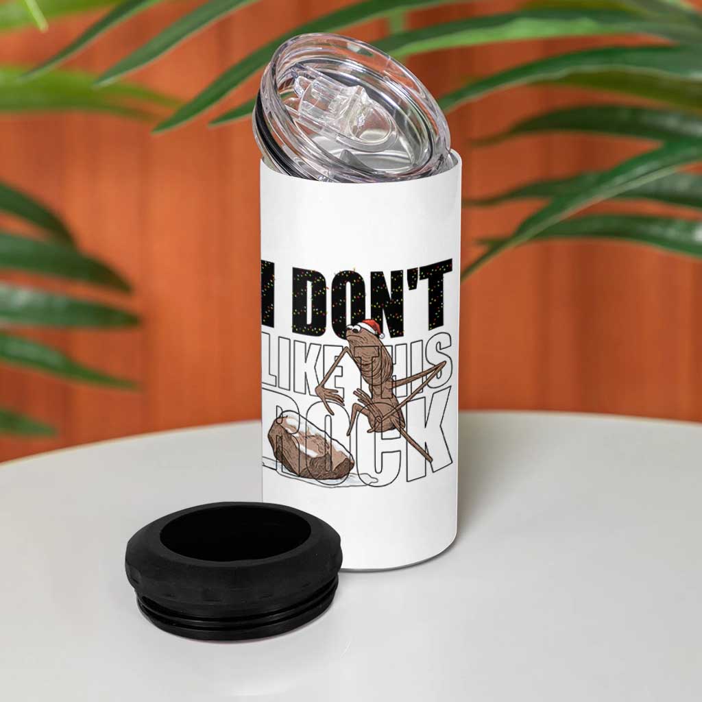 Marcus The Worm Christmas Meme 4 in 1 Can Cooler Tumbler I Do Not Like This Rock Xmas - Wonder Print Shop