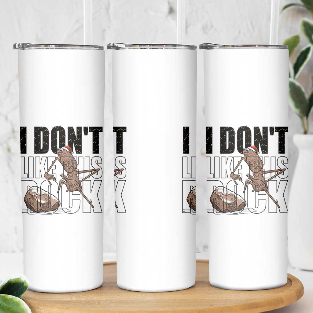 Marcus The Worm Christmas Meme Skinny Tumbler I Do Not Like This Rock Xmas - Wonder Print Shop