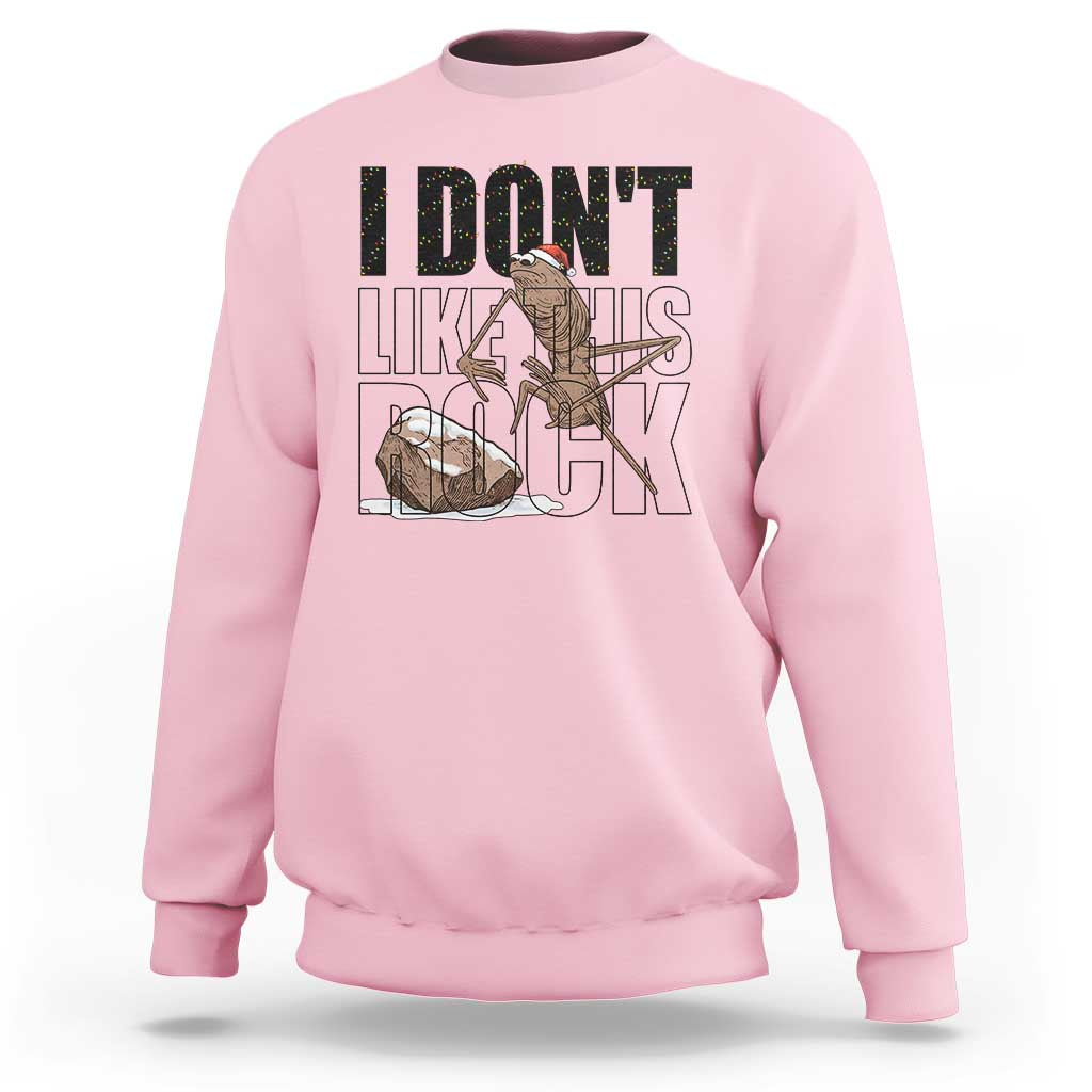 Marcus The Worm Christmas Meme Sweatshirt I Do Not Like This Rock Xmas - Wonder Print Shop