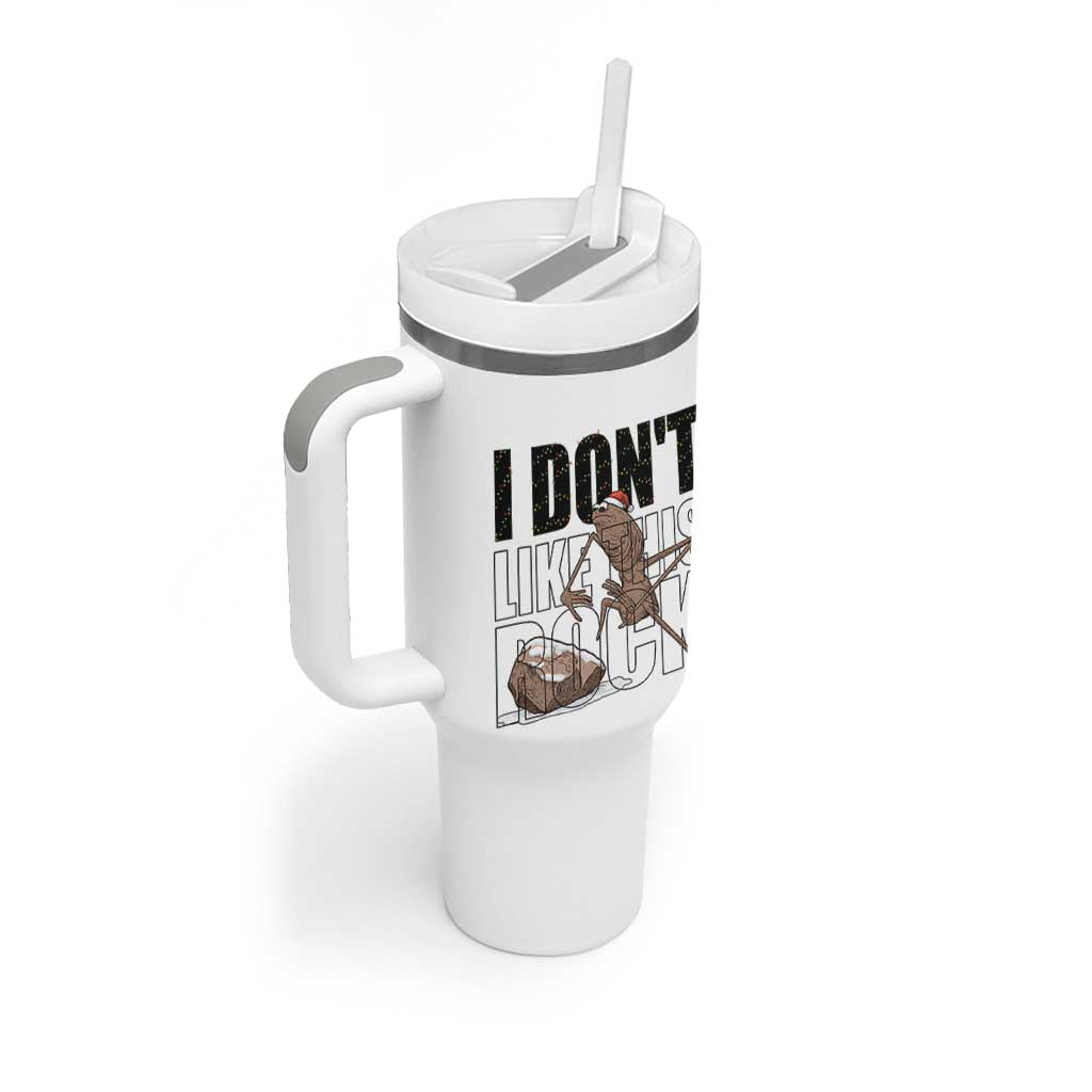 Marcus The Worm Christmas Meme Tumbler With Handle I Do Not Like This Rock Xmas - Wonder Print Shop