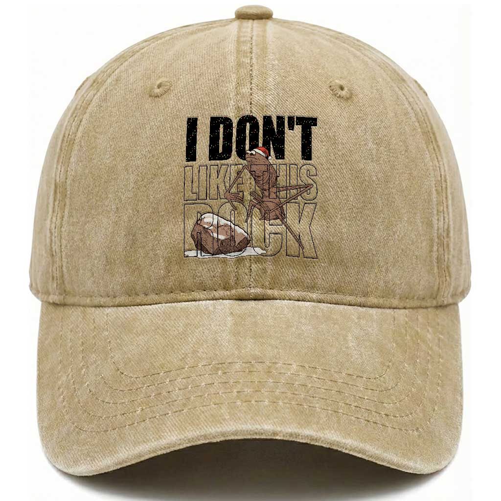 Marcus The Worm Christmas Meme Washed Cotton Baseball Cap I Do Not Like This Rock Xmas