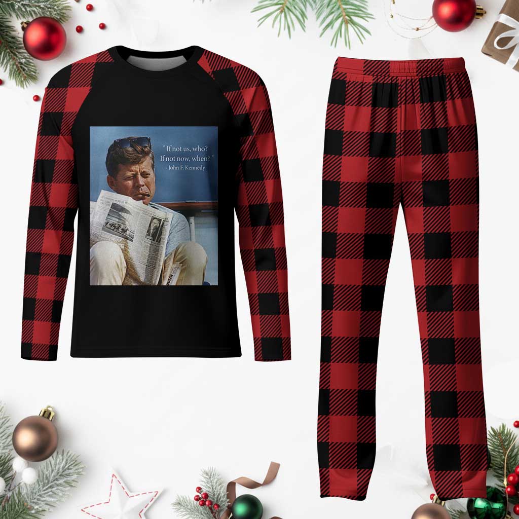 John F. Kennedy Smoking Smoker Plaid Pajama Set If Not Us Who If Not Now When Quote