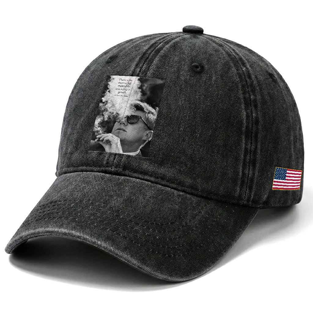 John F Kennedy Cigar Smoking Sunglasses Washed Cotton Baseball Cap Those Who Dare To Fail Miserably Can Achive Greatly