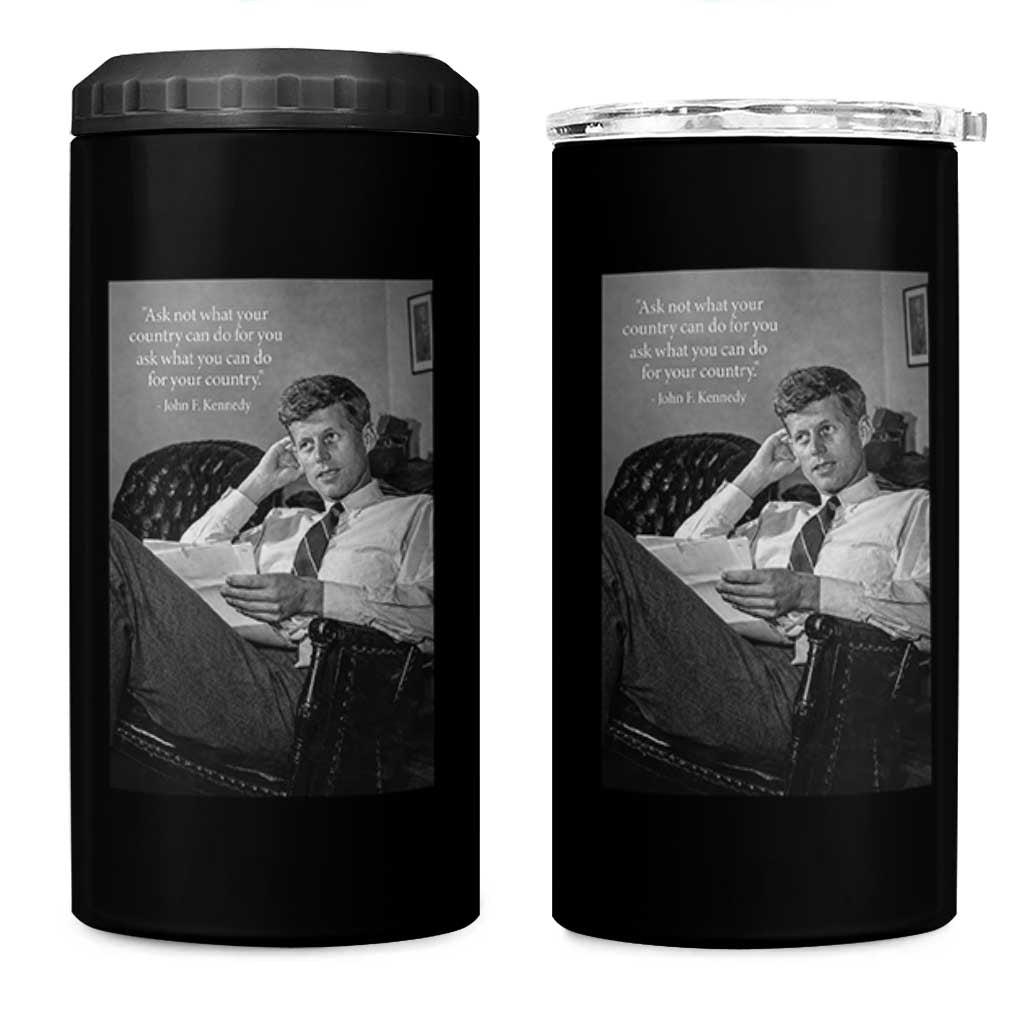 John F Kennedy Quote 4 in 1 Can Cooler Tumbler American President History