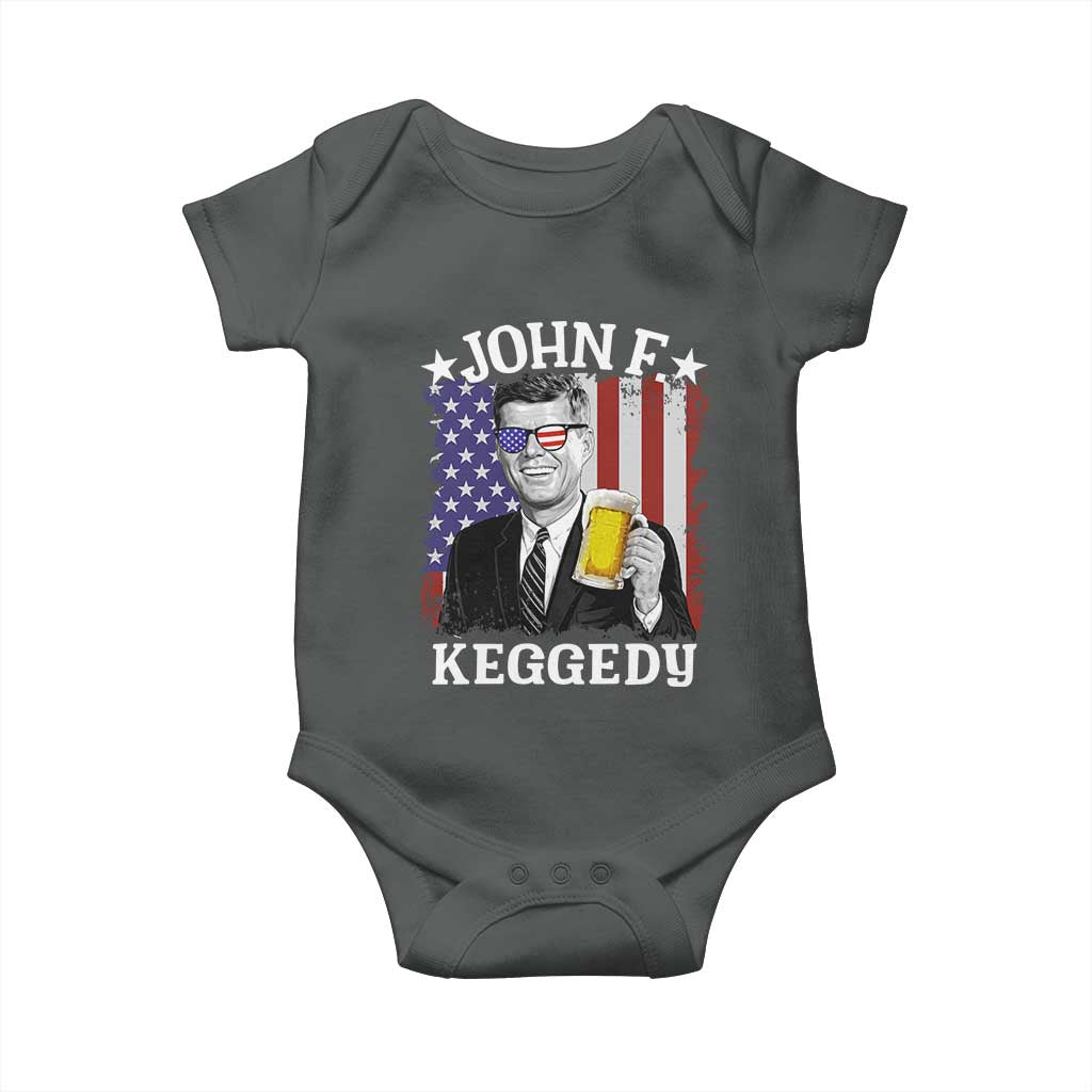 John F Kennedy Baby Onesie 4th of July America Flag Beer