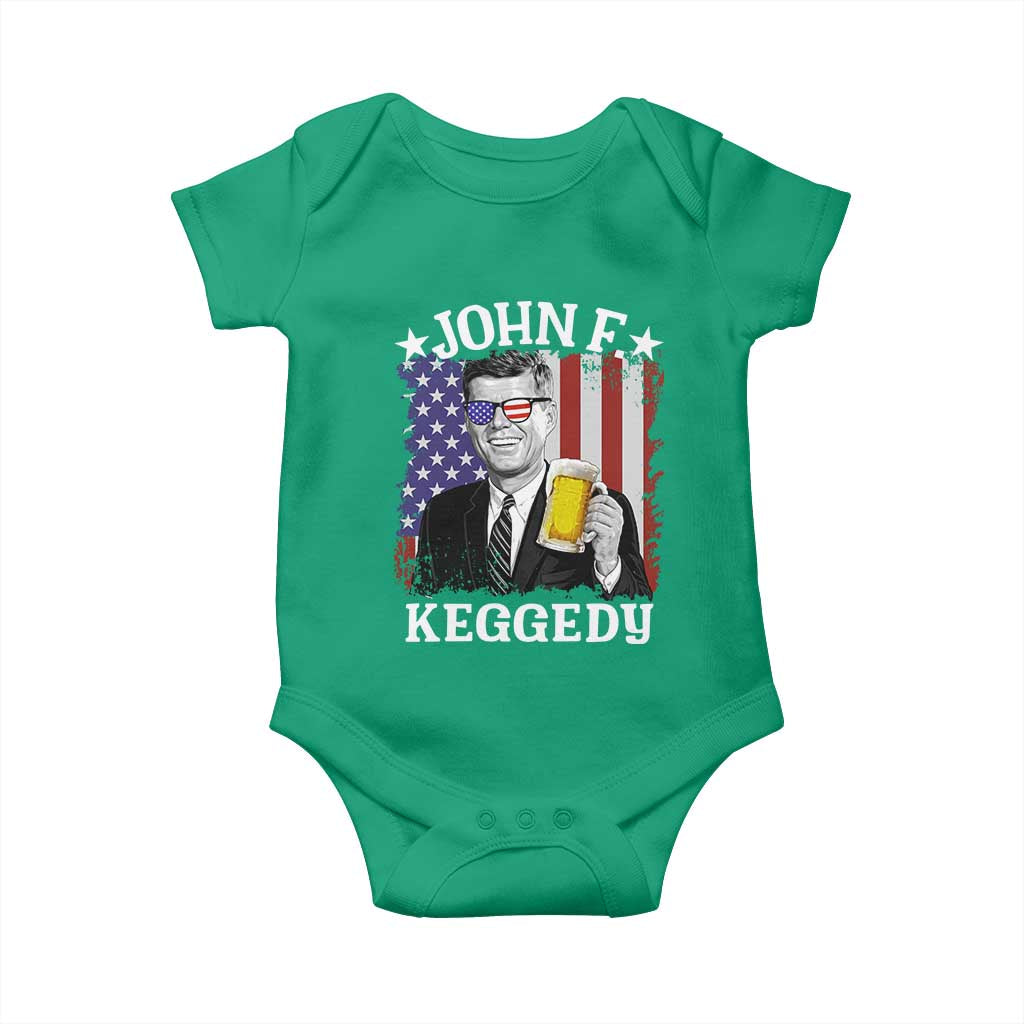 John F Kennedy Baby Onesie 4th of July America Flag Beer