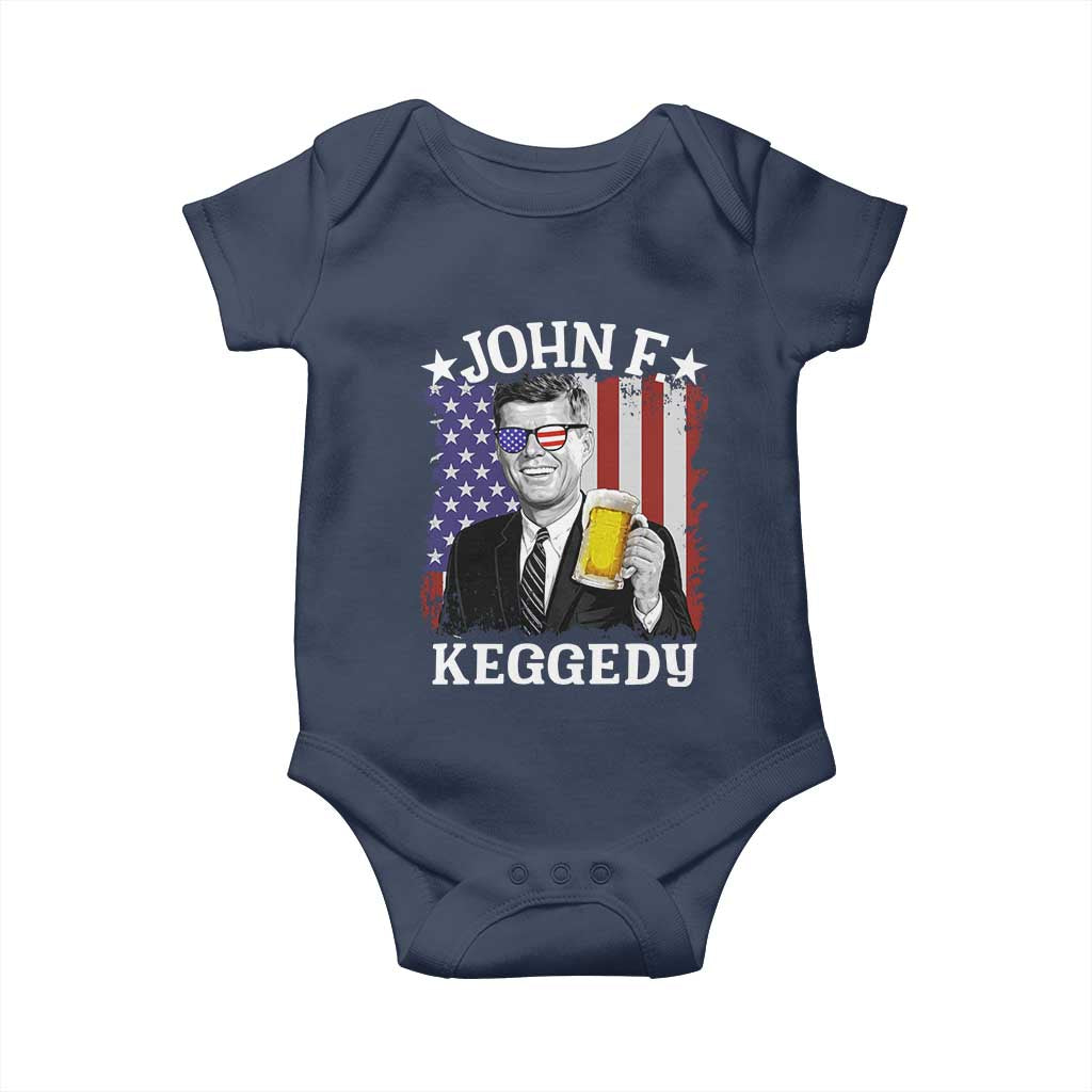 John F Kennedy Baby Onesie 4th of July America Flag Beer