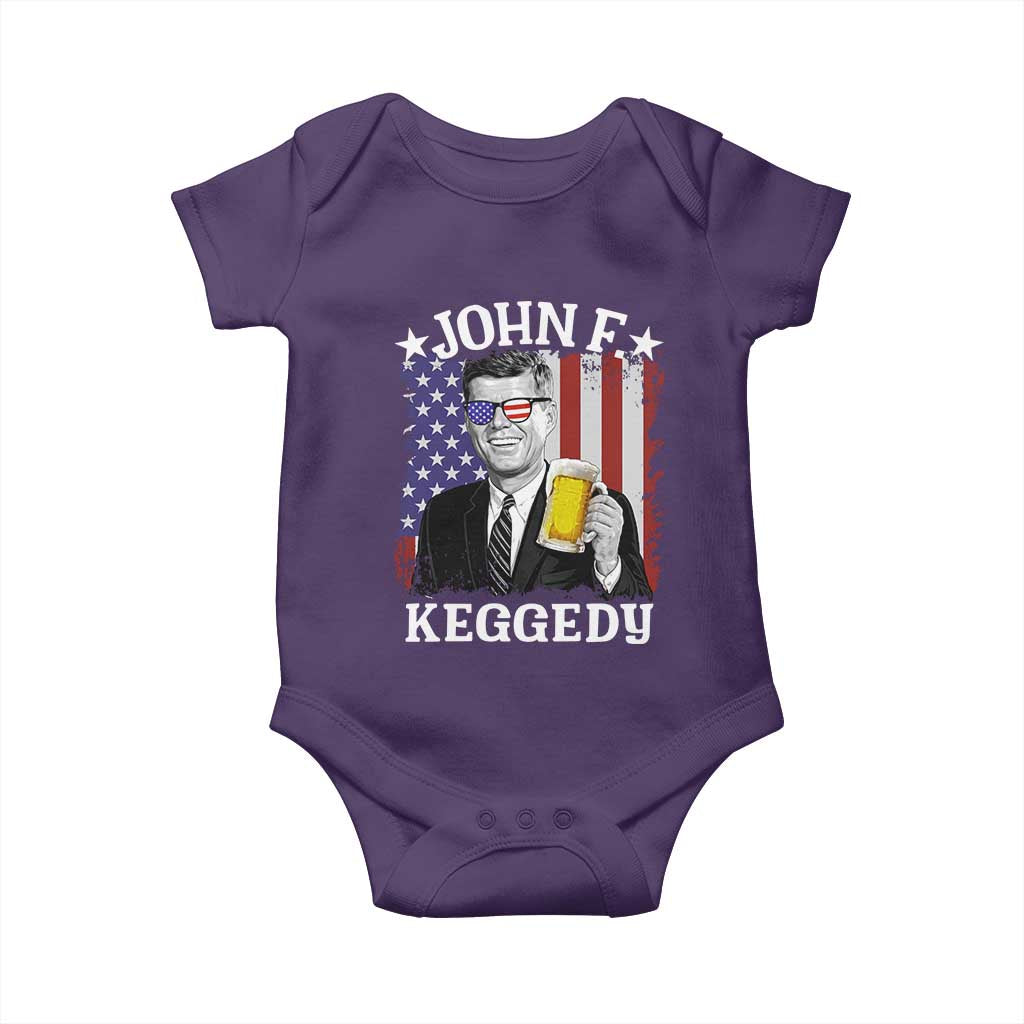 John F Kennedy Baby Onesie 4th of July America Flag Beer