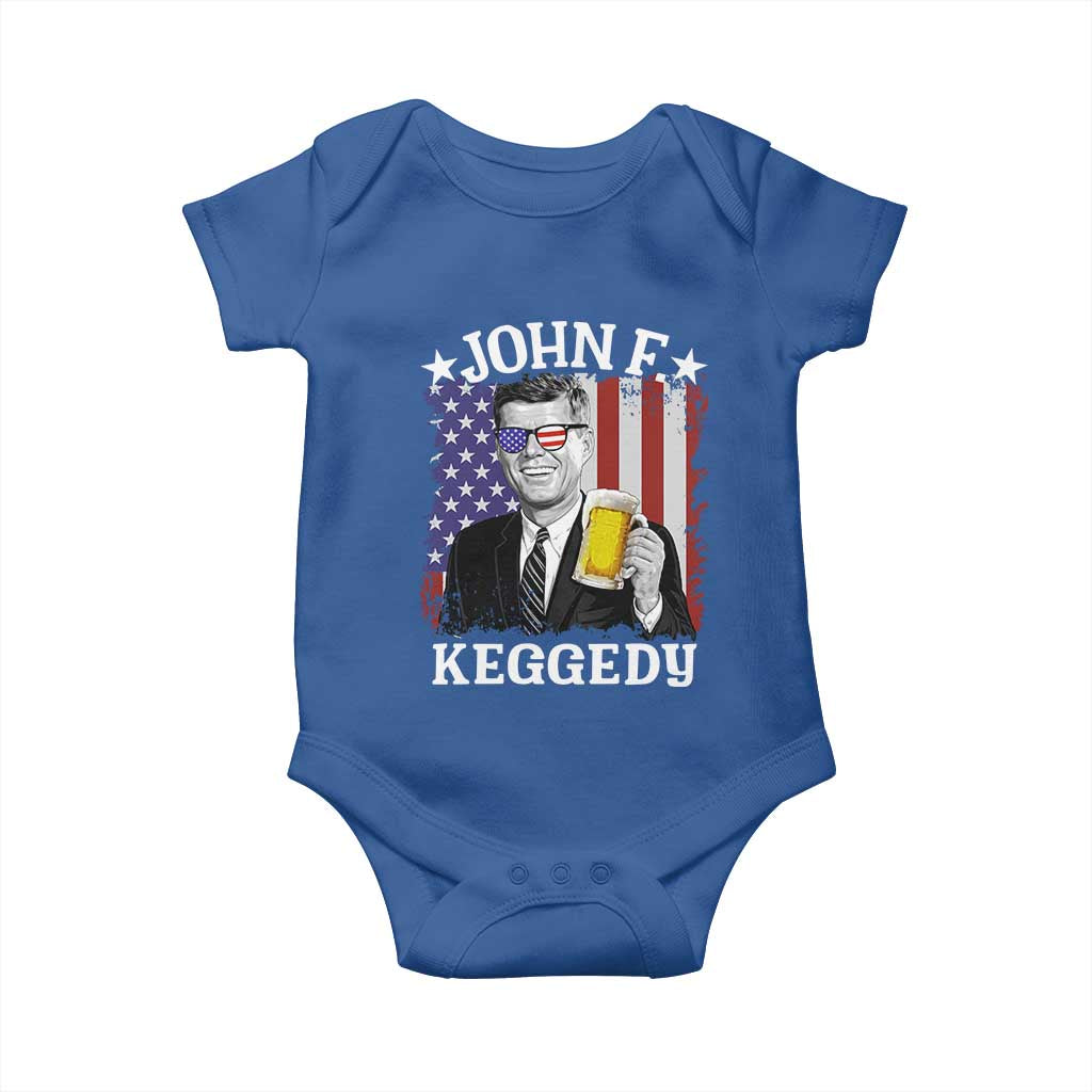 John F Kennedy Baby Onesie 4th of July America Flag Beer