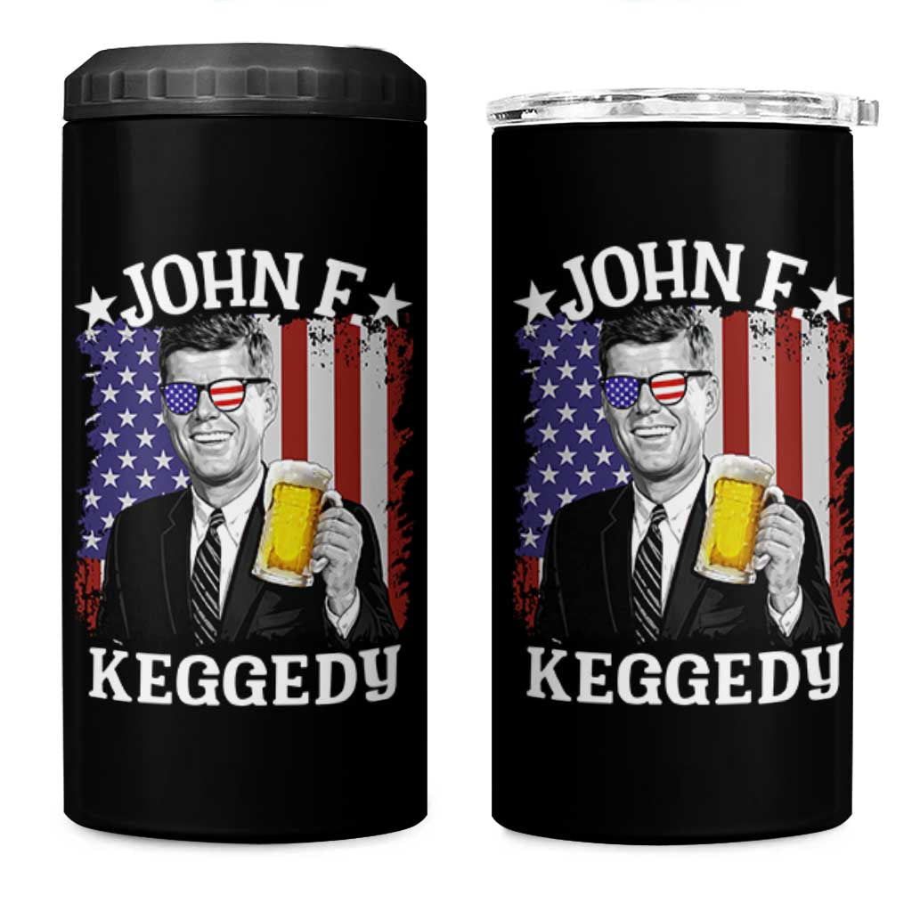 John F Kennedy 4 in 1 Can Cooler Tumbler 4th of July America Flag Beer