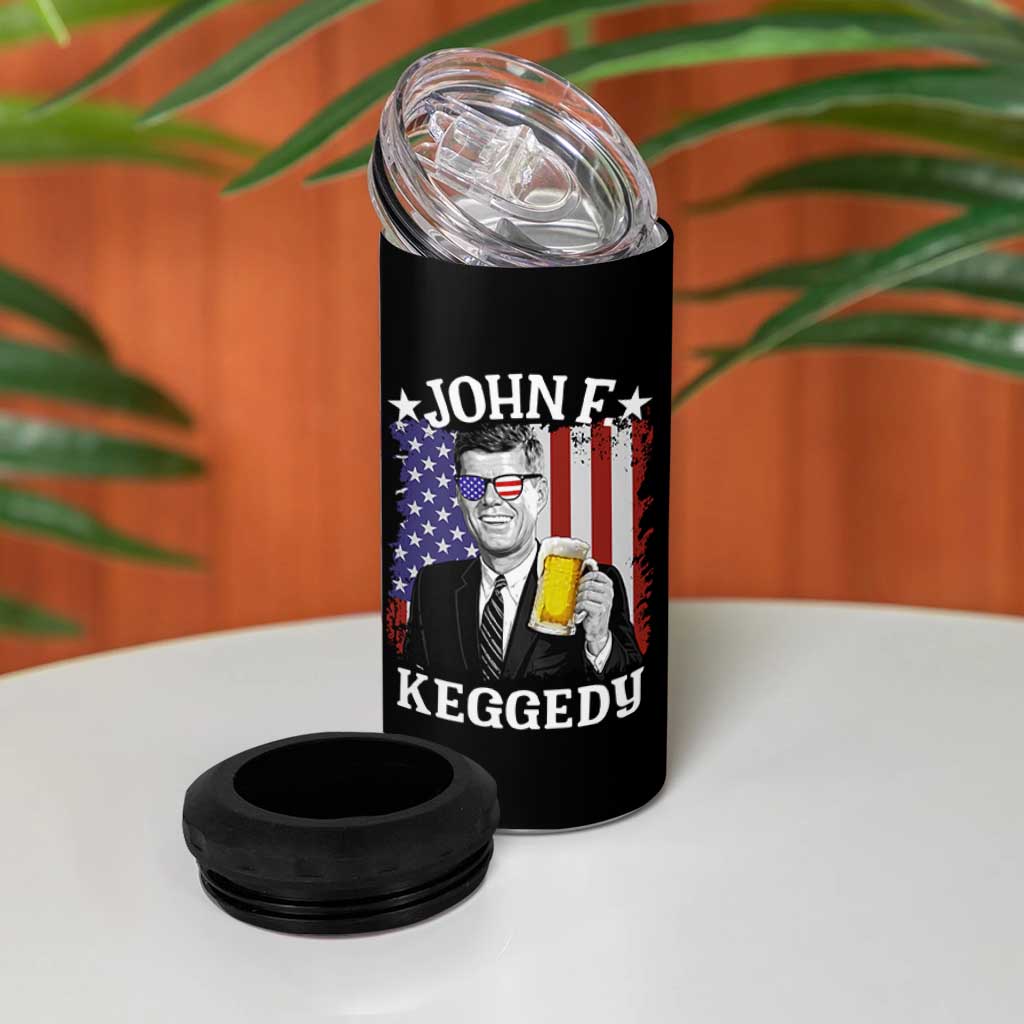 John F Kennedy 4 in 1 Can Cooler Tumbler 4th of July America Flag Beer